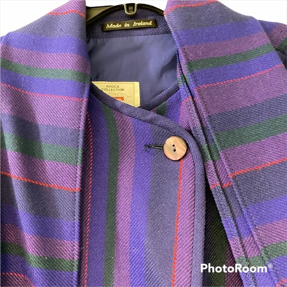 Vintage Avoca • Irish Wool Cape Coat Jacket plaid - Picture 1 of 13